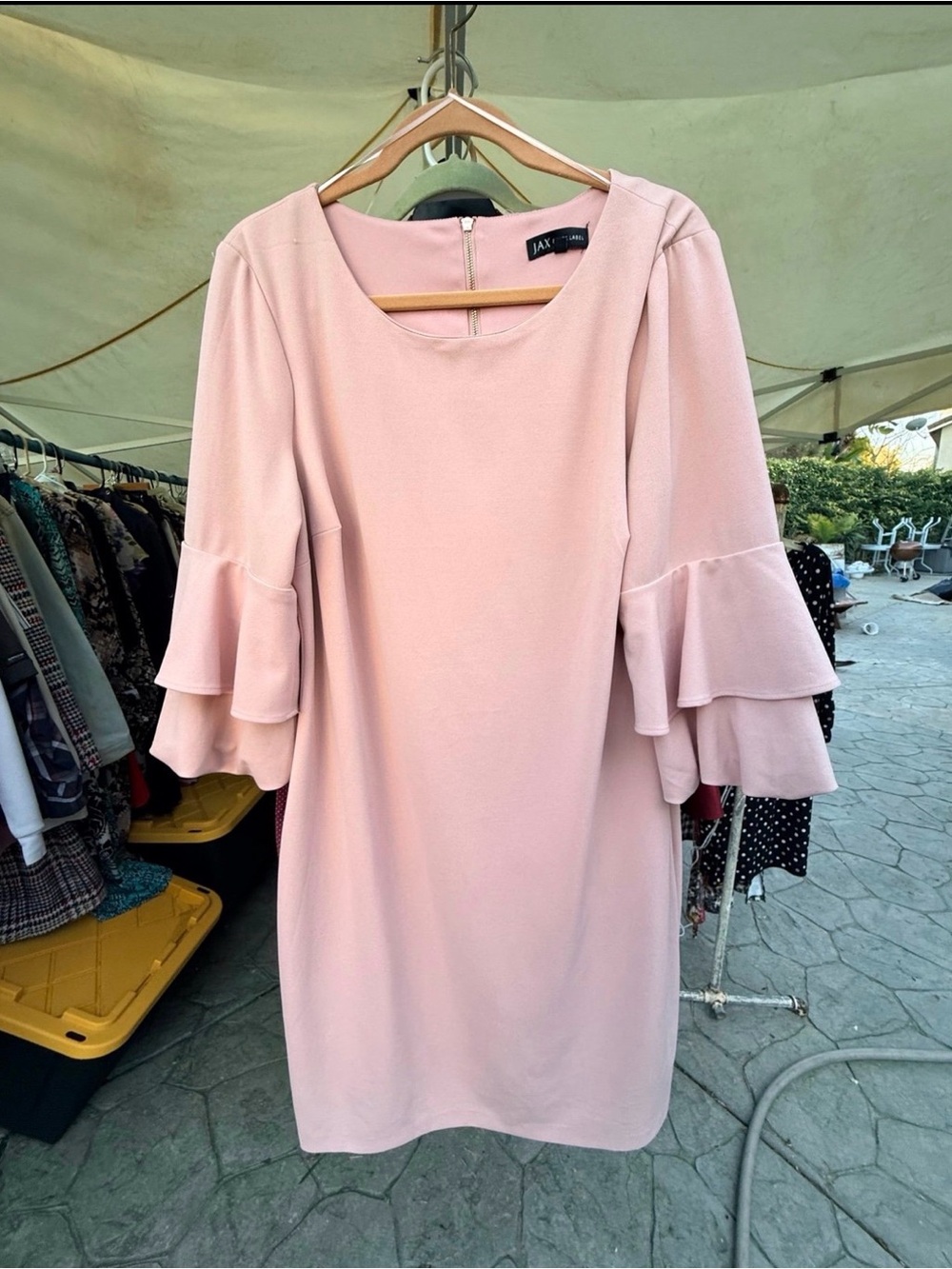 JAX Dusty Pink Long Sleeve Tiered Ruffle Shift Dress